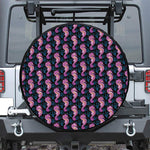 Purple Seahorse Pattern Print Leather Spare Tire Cover