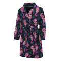 Purple Seahorse Pattern Print Men's Bathrobe