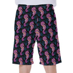 Purple Seahorse Pattern Print Men's Beach Shorts