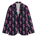 Purple Seahorse Pattern Print Men's Blazer