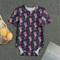 Purple Seahorse Pattern Print Men's Bodysuit