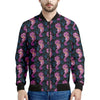 Purple Seahorse Pattern Print Men's Bomber Jacket