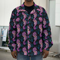 Purple Seahorse Pattern Print Men's Shirt Jacket