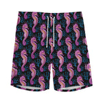 Purple Seahorse Pattern Print Men's Sports Shorts