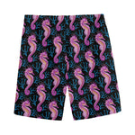 Purple Seahorse Pattern Print Men's Sports Shorts
