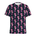 Purple Seahorse Pattern Print Men's Athletic T-Shirt
