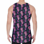 Purple Seahorse Pattern Print Men's Velvet Tank Top
