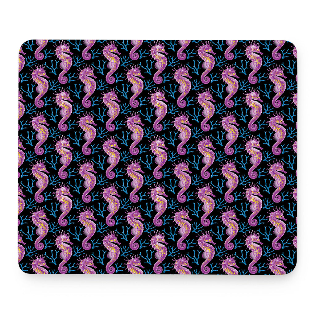 Purple Seahorse Pattern Print Mouse Pad