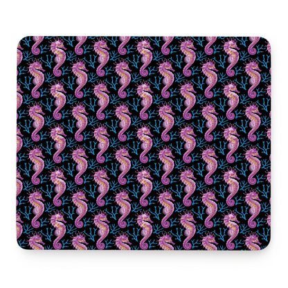 Purple Seahorse Pattern Print Mouse Pad