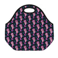 Purple Seahorse Pattern Print Neoprene Lunch Bag