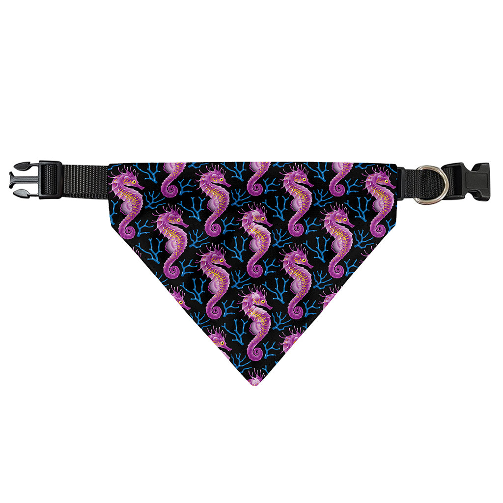 Purple Seahorse Pattern Print Over The Collar Dog Bandana