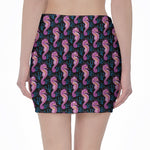 Purple Seahorse Pattern Print Pencil Mini Skirt