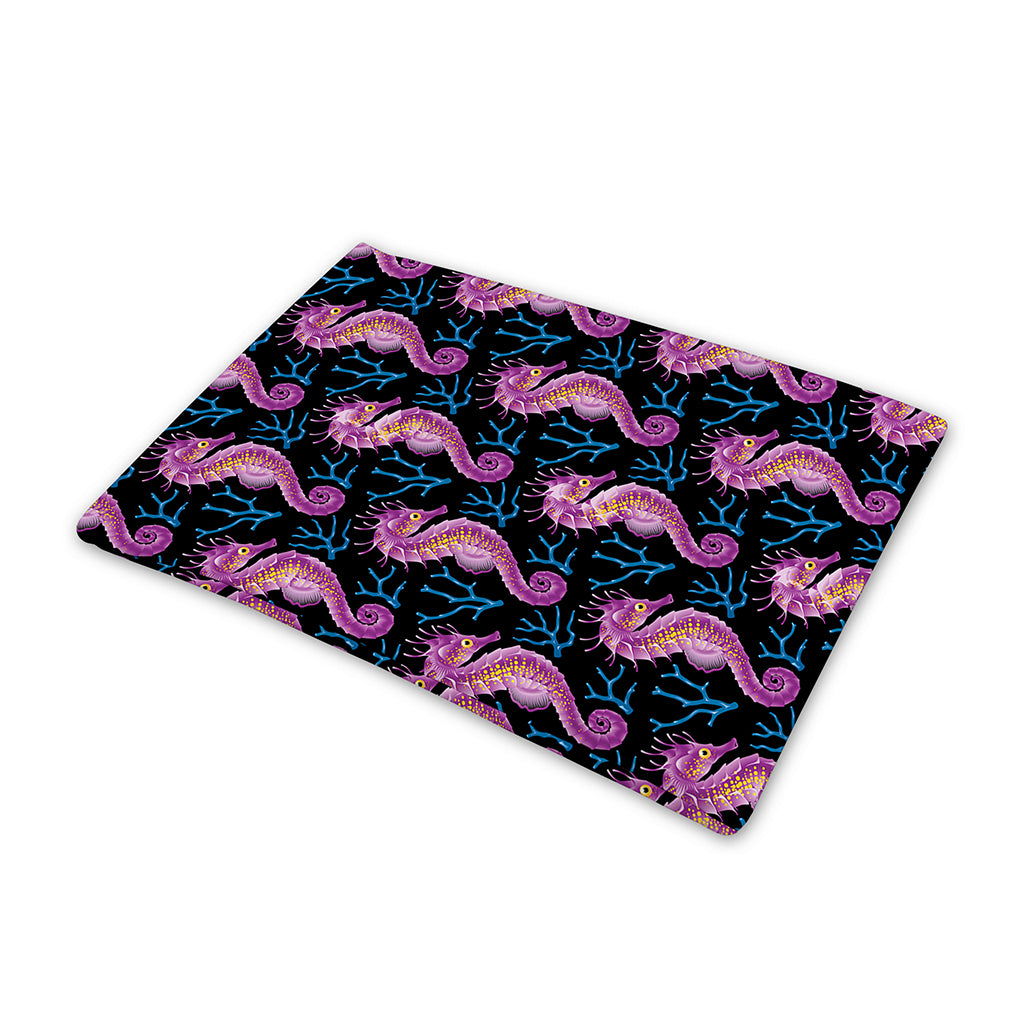 Purple Seahorse Pattern Print Pet Cooling Mat Cover
