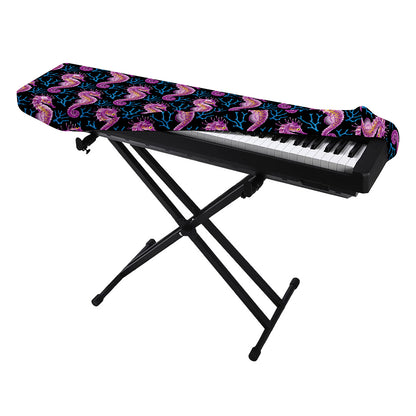 Purple Seahorse Pattern Print Piano Keyboard Cover