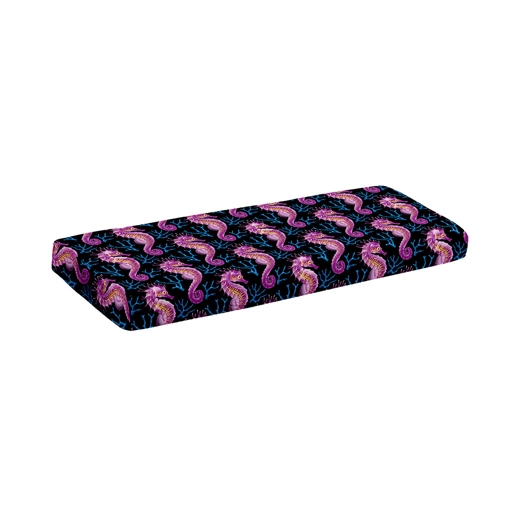 Purple Seahorse Pattern Print Piano Keyboard Cover
