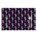 Purple Seahorse Pattern Print Placemat
