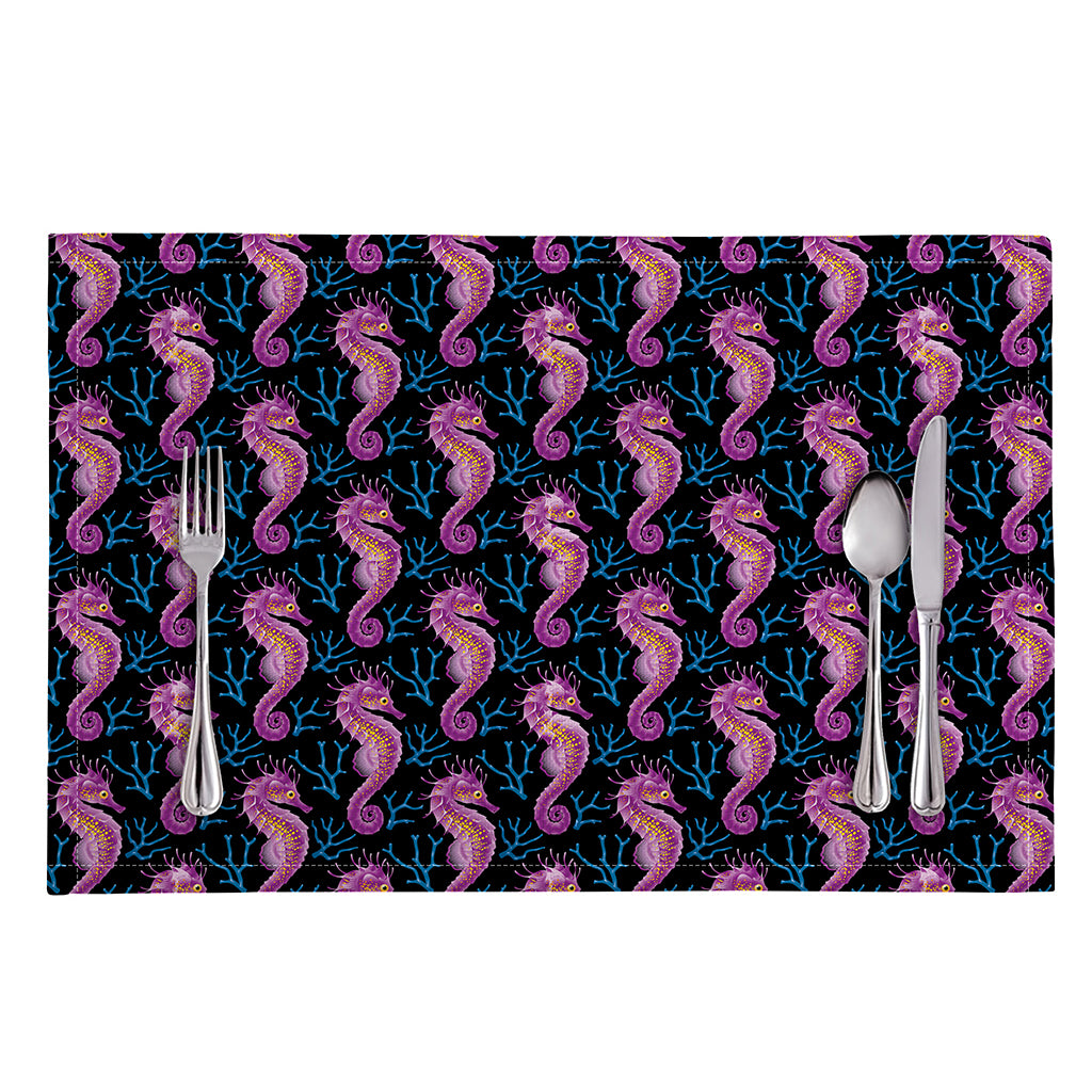 Purple Seahorse Pattern Print Placemat