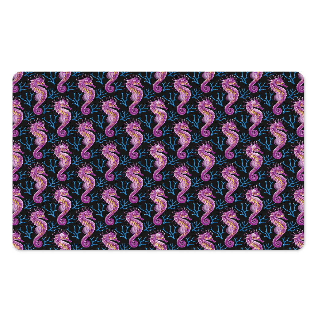 Purple Seahorse Pattern Print Polyester Doormat