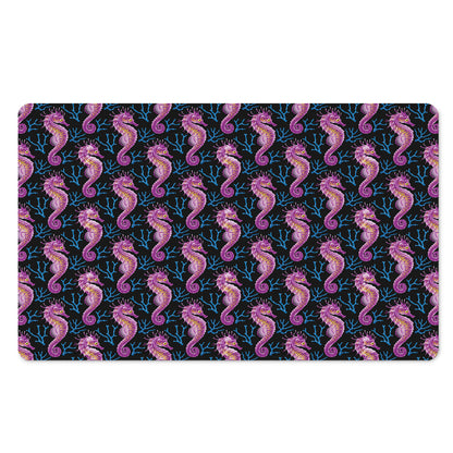 Purple Seahorse Pattern Print Polyester Doormat