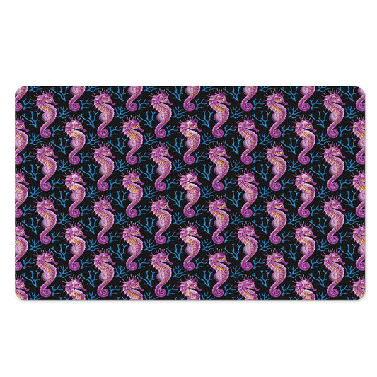 Purple Seahorse Pattern Print Polyester Doormat