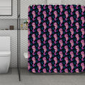 Purple Seahorse Pattern Print Polyester Shower Curtain