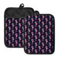 Purple Seahorse Pattern Print Pot Holders With Pocket