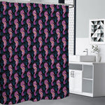 Purple Seahorse Pattern Print Premium Shower Curtain