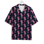 Purple Seahorse Pattern Print Rayon Hawaiian Shirt