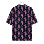 Purple Seahorse Pattern Print Rayon Hawaiian Shirt