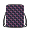 Purple Seahorse Pattern Print Rectangular Crossbody Bag
