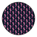 Purple Seahorse Pattern Print Round Floor Mat