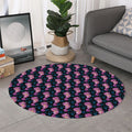 Purple Seahorse Pattern Print Round Rug