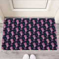 Purple Seahorse Pattern Print Rubber Doormat