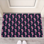 Purple Seahorse Pattern Print Rubber Doormat