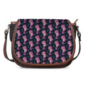 Purple Seahorse Pattern Print Saddle Bag