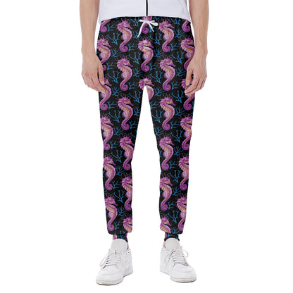 Purple Seahorse Pattern Print Scuba Joggers