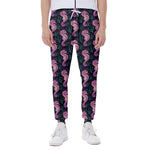 Purple Seahorse Pattern Print Scuba Joggers
