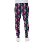 Purple Seahorse Pattern Print Scuba Joggers