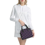 Purple Seahorse Pattern Print Shoulder Handbag
