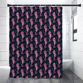 Purple Seahorse Pattern Print Shower Curtain