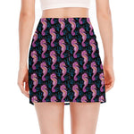 Purple Seahorse Pattern Print Side Slit Mini Skirt