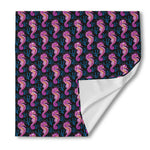 Purple Seahorse Pattern Print Silk Bandana