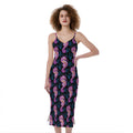 Purple Seahorse Pattern Print Slim Fit Midi Cami Dress