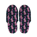 Purple Seahorse Pattern Print Slippers
