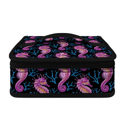 Purple Seahorse Pattern Print Small Lunch Bag