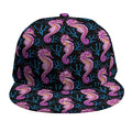 Purple Seahorse Pattern Print Snapback Cap