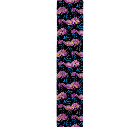 Purple Seahorse Pattern Print Table Runner