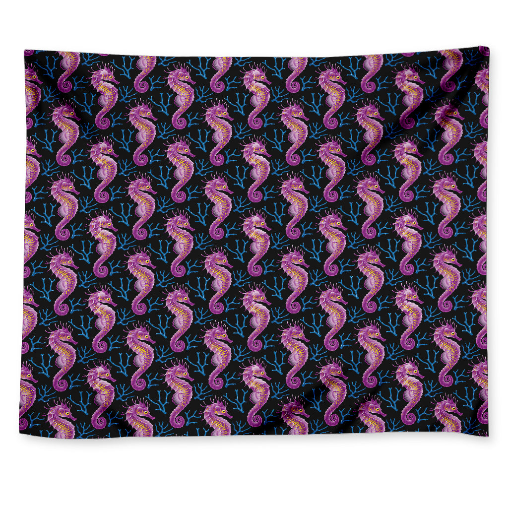 Purple Seahorse Pattern Print Tapestry