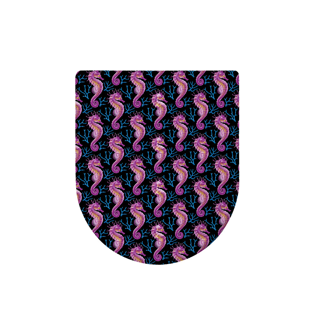 Purple Seahorse Pattern Print Toilet Lid Cover