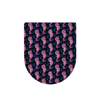 Purple Seahorse Pattern Print Toilet Lid Cover